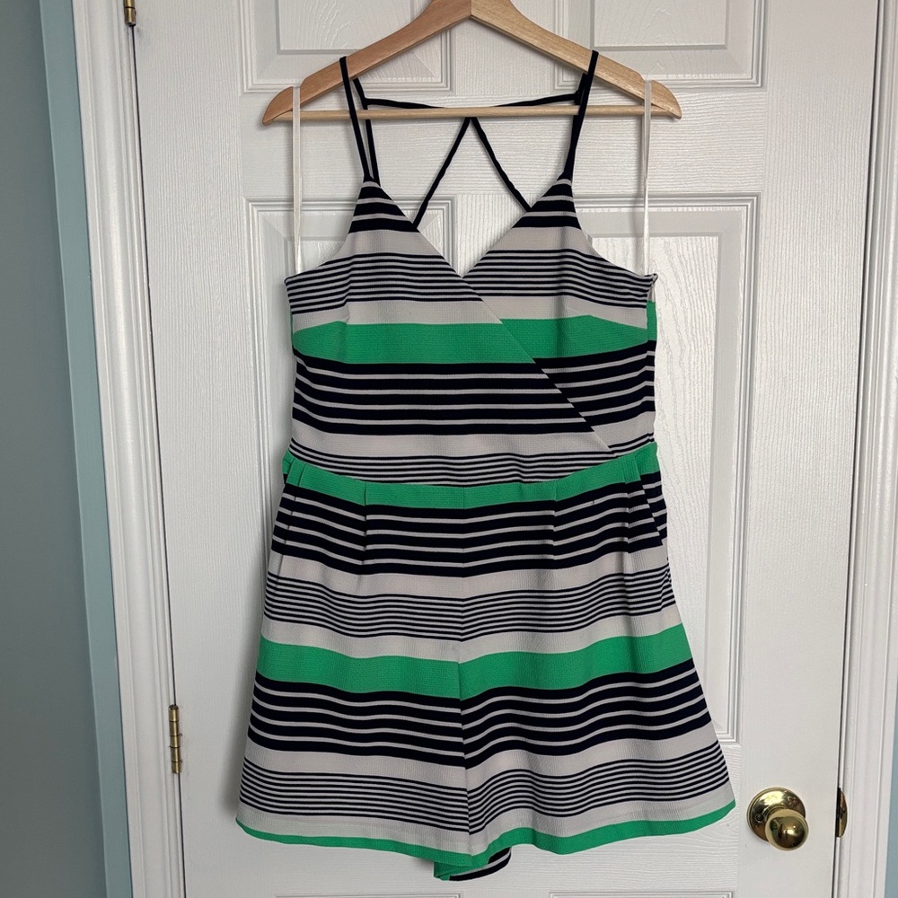 J.O.A. Strappy striped romper